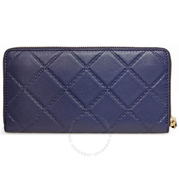 Tory Burch Savannah Quilted Leather ZIP AROUND wallet in Navy- NWT - Picture 2 of 10